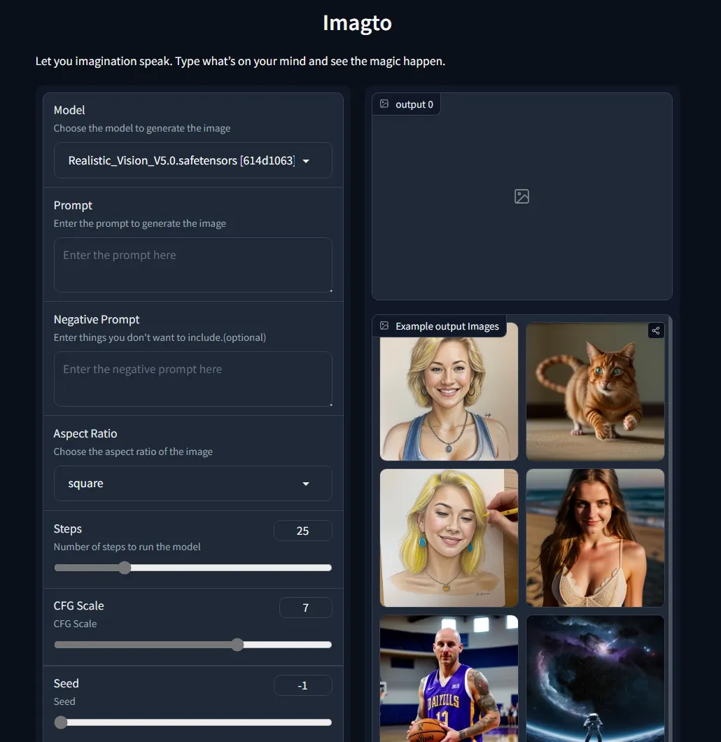 imagto - AI image generation web app. vignesh portfolio